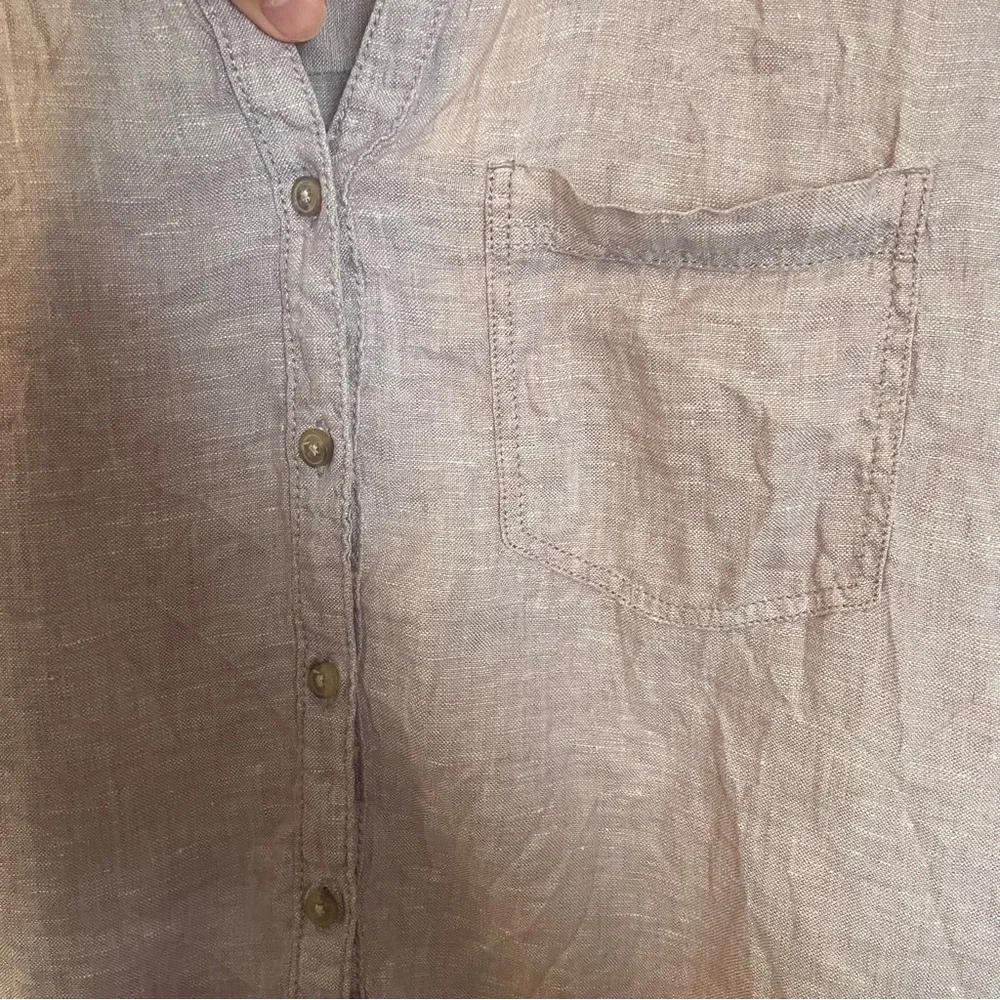 Rachel Zoe 100% Linen Light Purple Short Sleeve Button Up Shirt Blouse Sz Medium - Picture 3 of 6